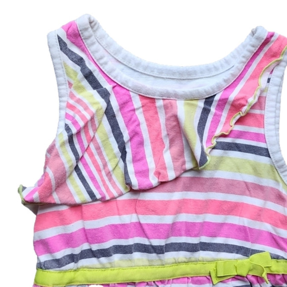 Circo Bright Color Striped Dress With Asymmetrical Ruffle - Picture 2 of 4